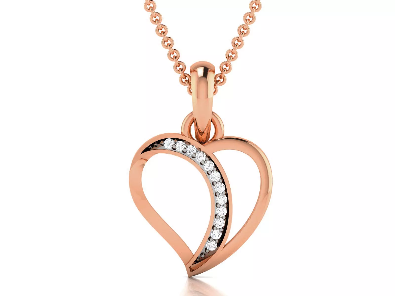 Heart Light wt Diamond Charms Pendant 3dm render Detail 3D print model
