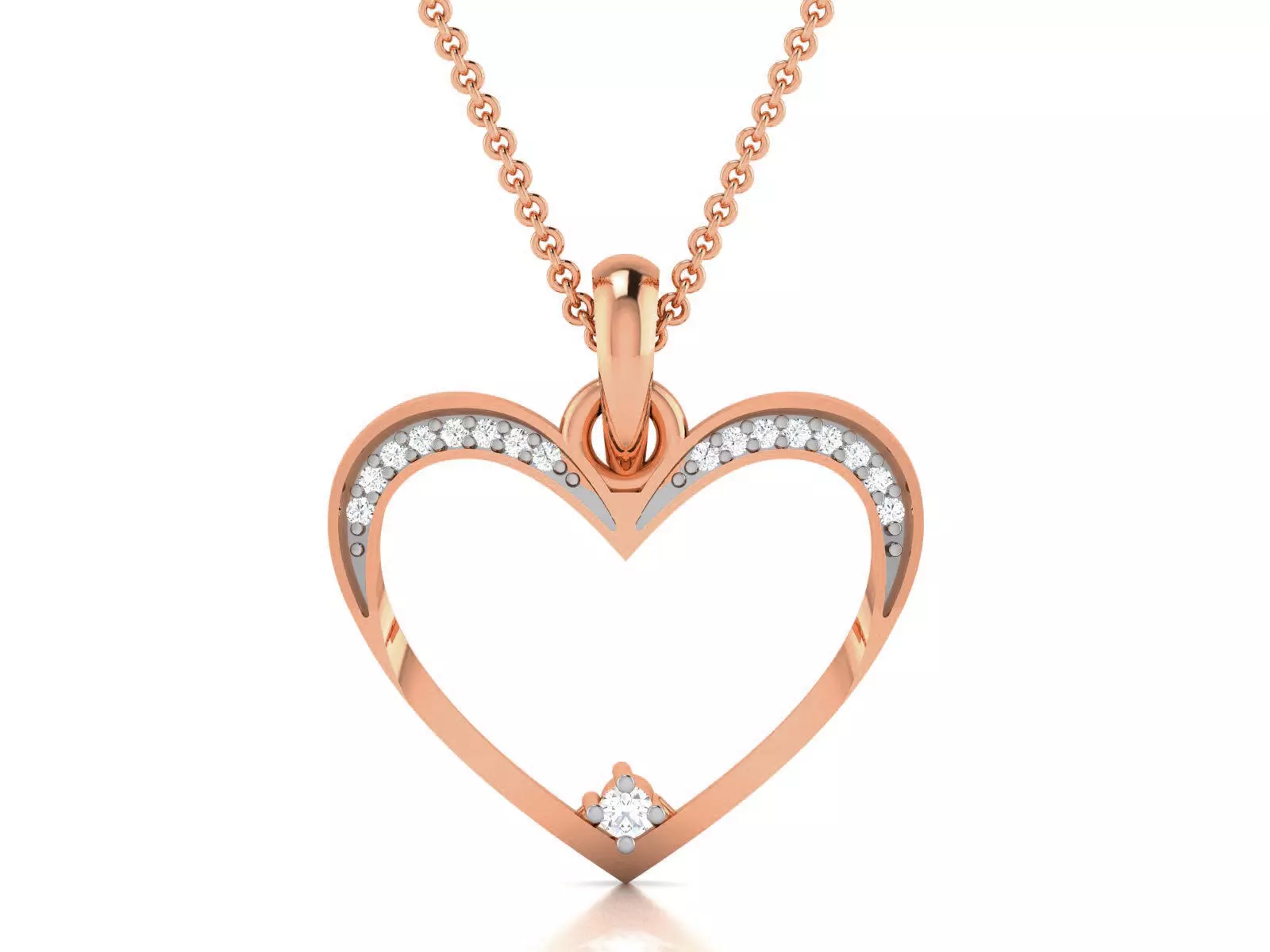Heart Light wt Diamond Charms Pendant 3dm render Detail 3D print model_0