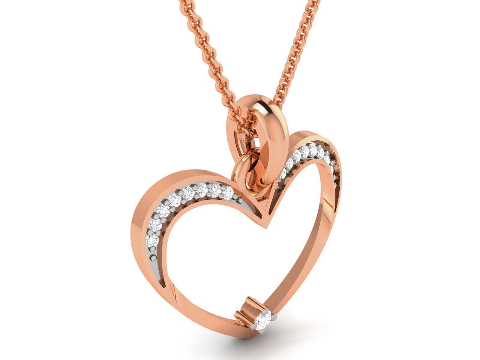 Heart Light wt Diamond Charms Pendant 3dm render Detail 3D print model_1