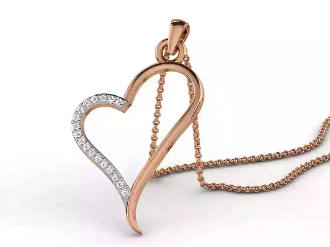 Heart Light wt Diamond Charms Pendant 3dm render Detail 3D print model
