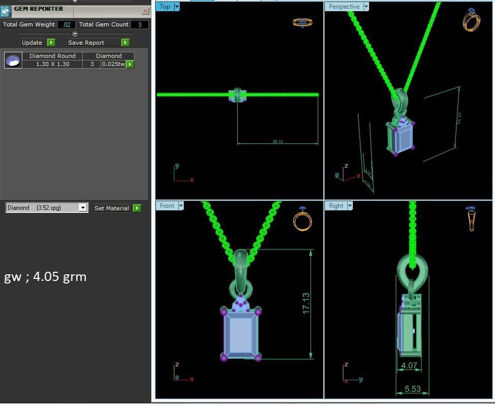 Ruby Light wt Diamond Charms Pendant 3dm render Detail 3D print model_3