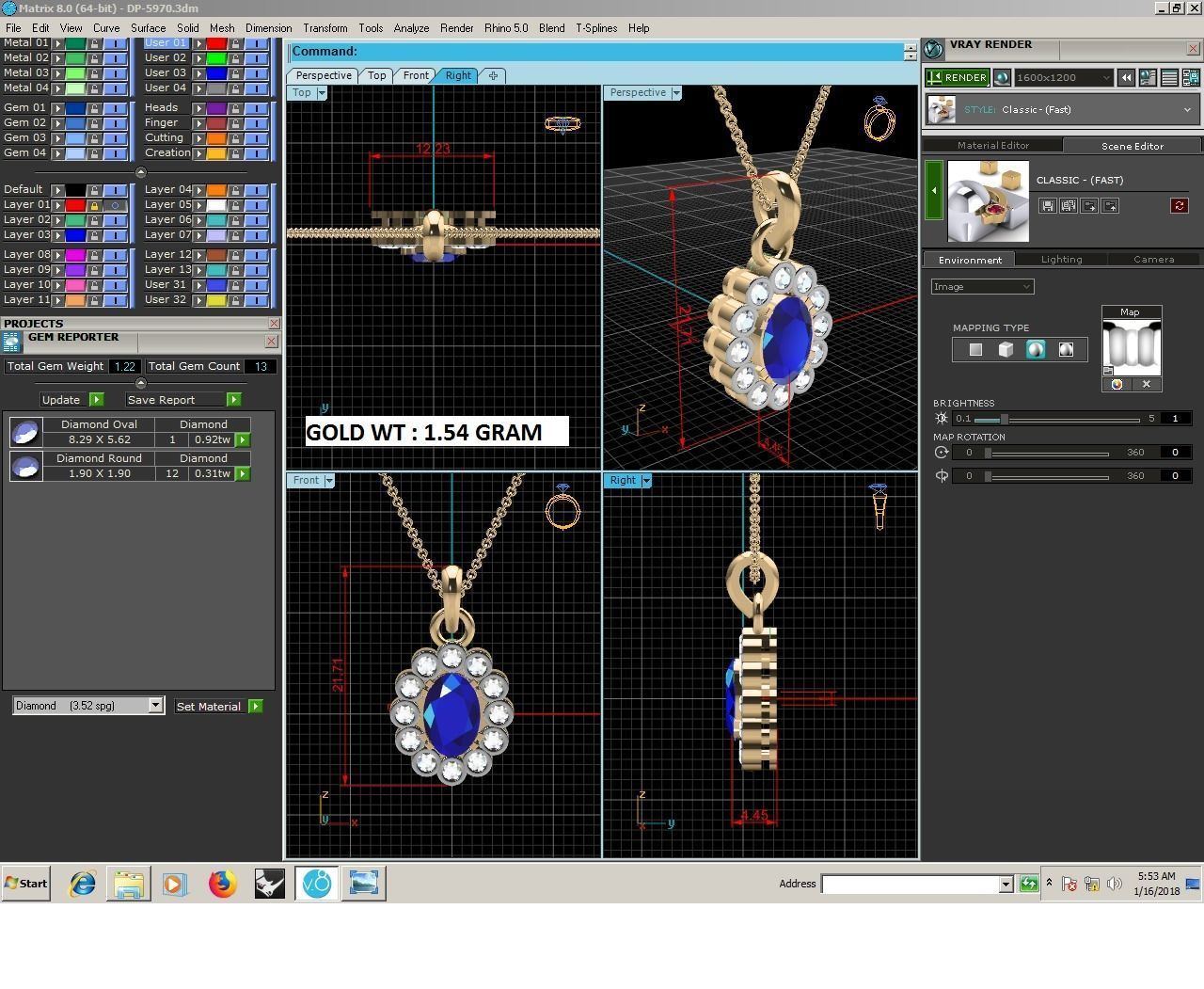 Light wt Diamond Charms Pendant 3dm render Detail 3D print model_3