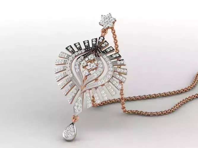 Light wt Diamond Charms Pendant 3dm render Detail