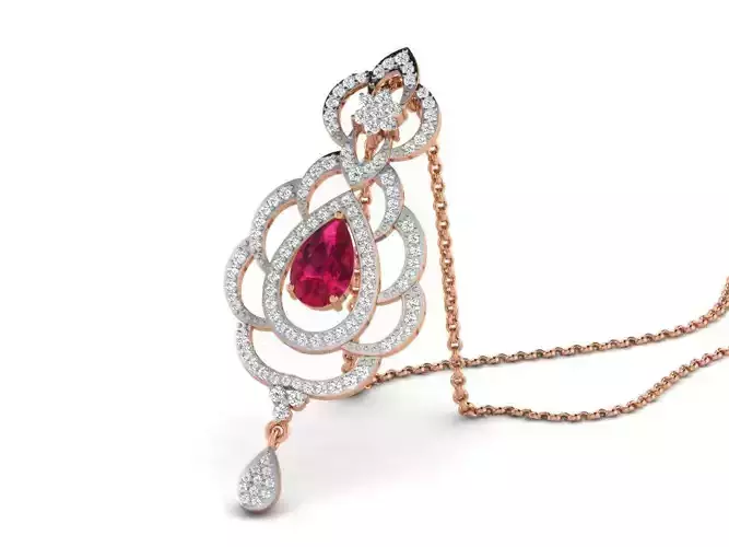 Ruby Light wt Diamond Charms Pendant 3dm render Detail 3D print model