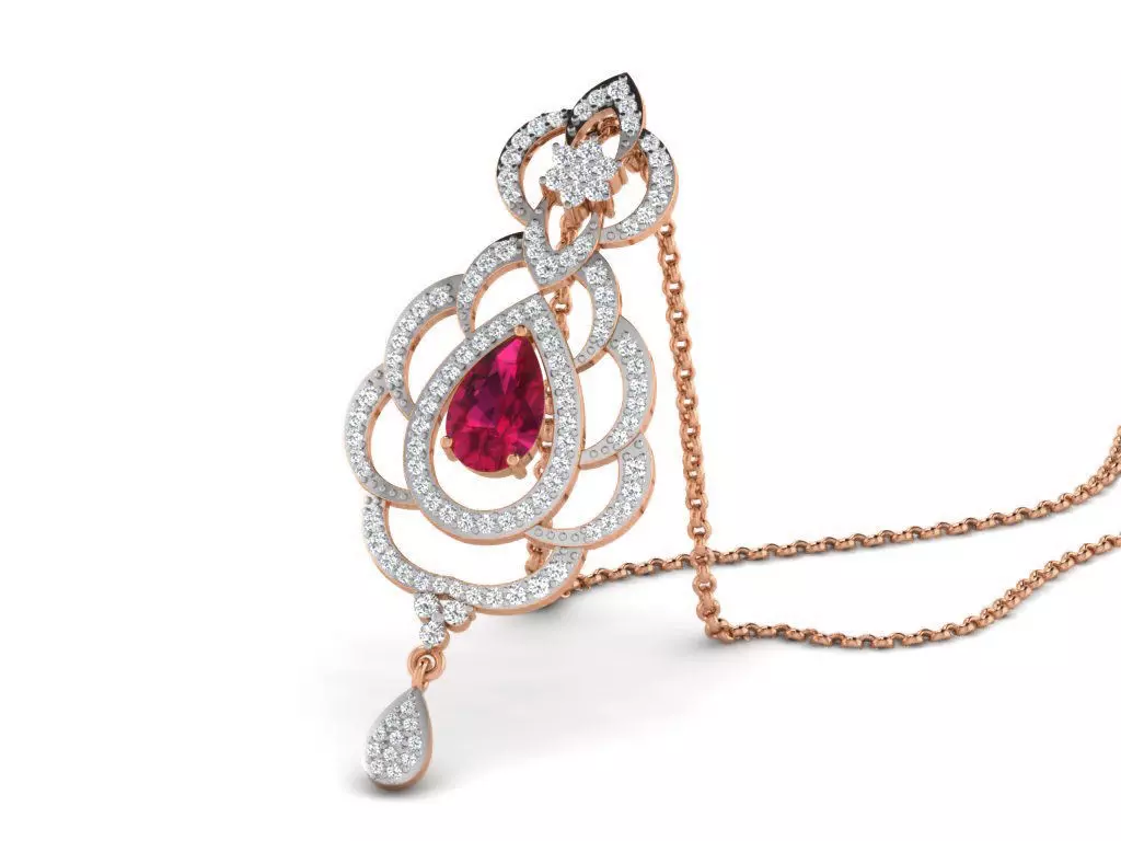 Ruby Light wt Diamond Charms Pendant 3dm render Detail 3D print model_0