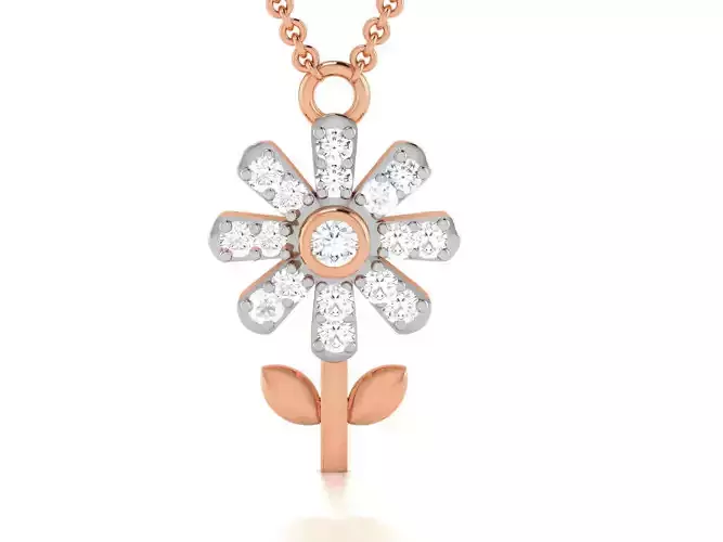 Flower Light wt Diamond Charms Pendant 3dm render Detail