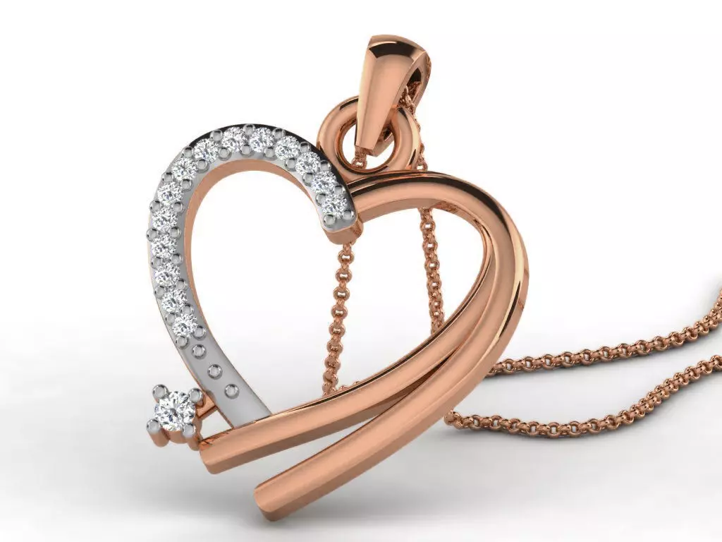 Heart Light wt Diamond Charms Pendant 3dm render Detail 3D print model