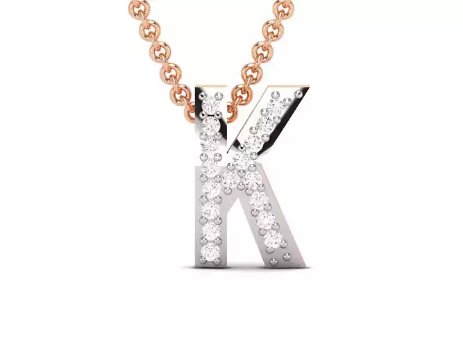 Alphabet-K Charms Pendant 3dm render Detail 3D print model