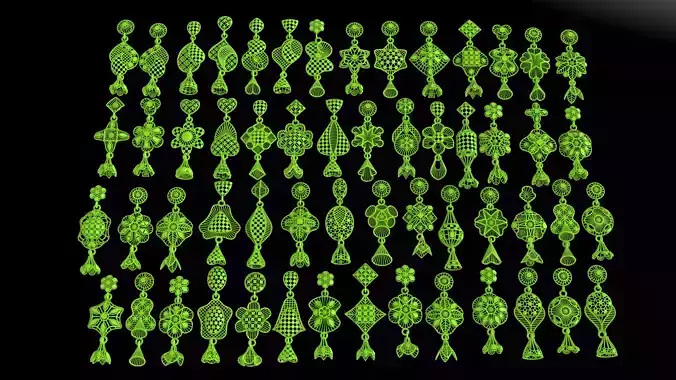 50 earring jewelry  earrings  pendant left right 3D print model