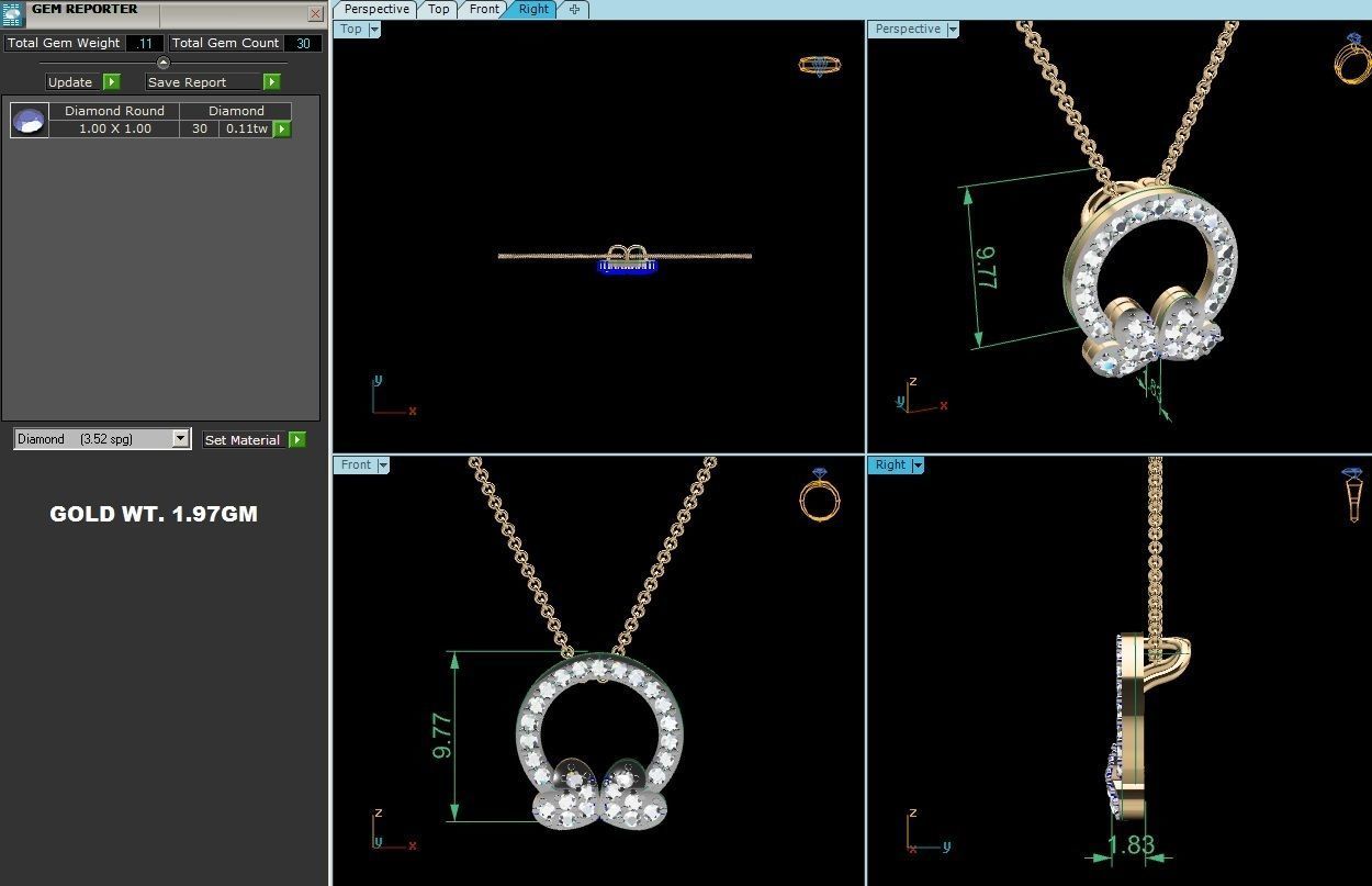 Light wt Diamond Charms Pendant 3dm render Detail 3D print model_3