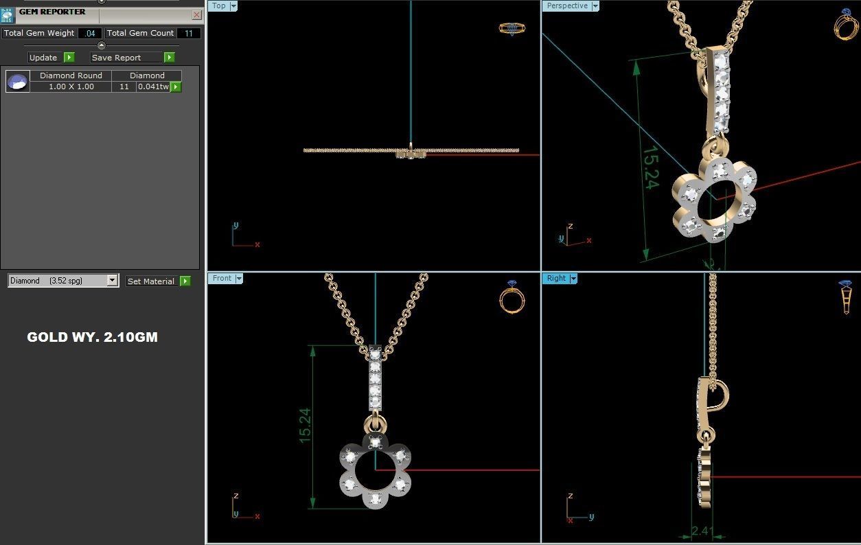 Light wt Diamond Charms Pendant 3dm render Detail 3D print model_1