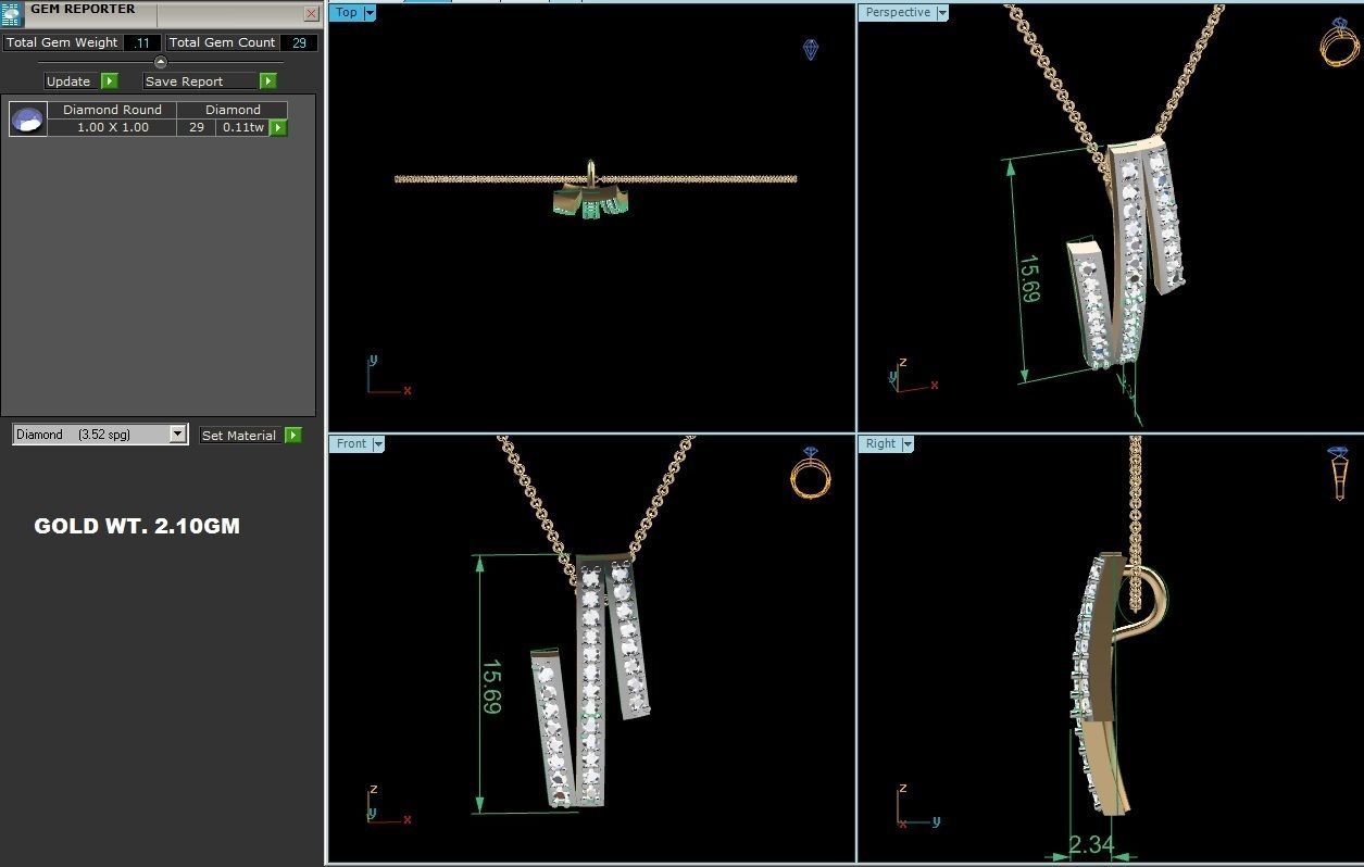 Light wt Diamond Charms Pendant 3dm render Detail 3D print model_3