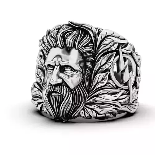 Ring God Zeus and lightning 3D print model