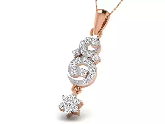 Light wt Diamond Charms Pendant 3dm render Detail