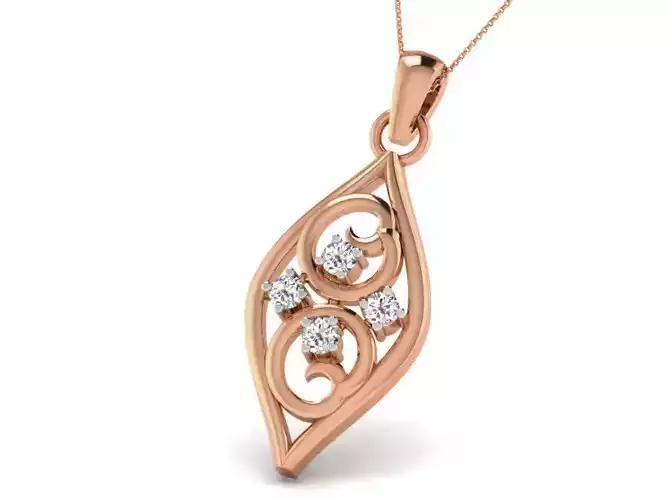 Leaf Light wt Diamond Charms Pendant 3dm render Detail 3D print model