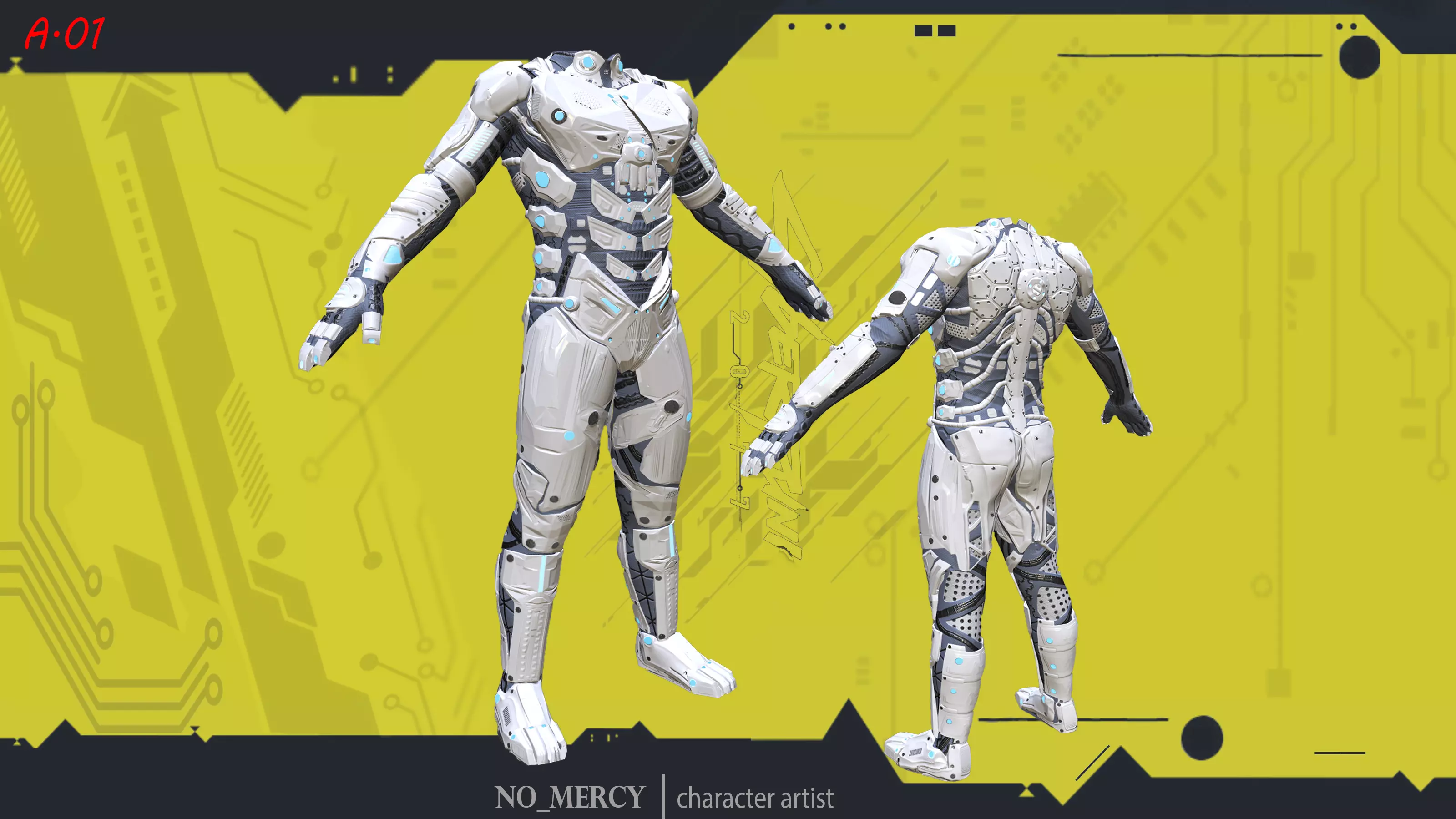 Sci Fi Cyberpunk Male Suit Low-poly 3D model_0