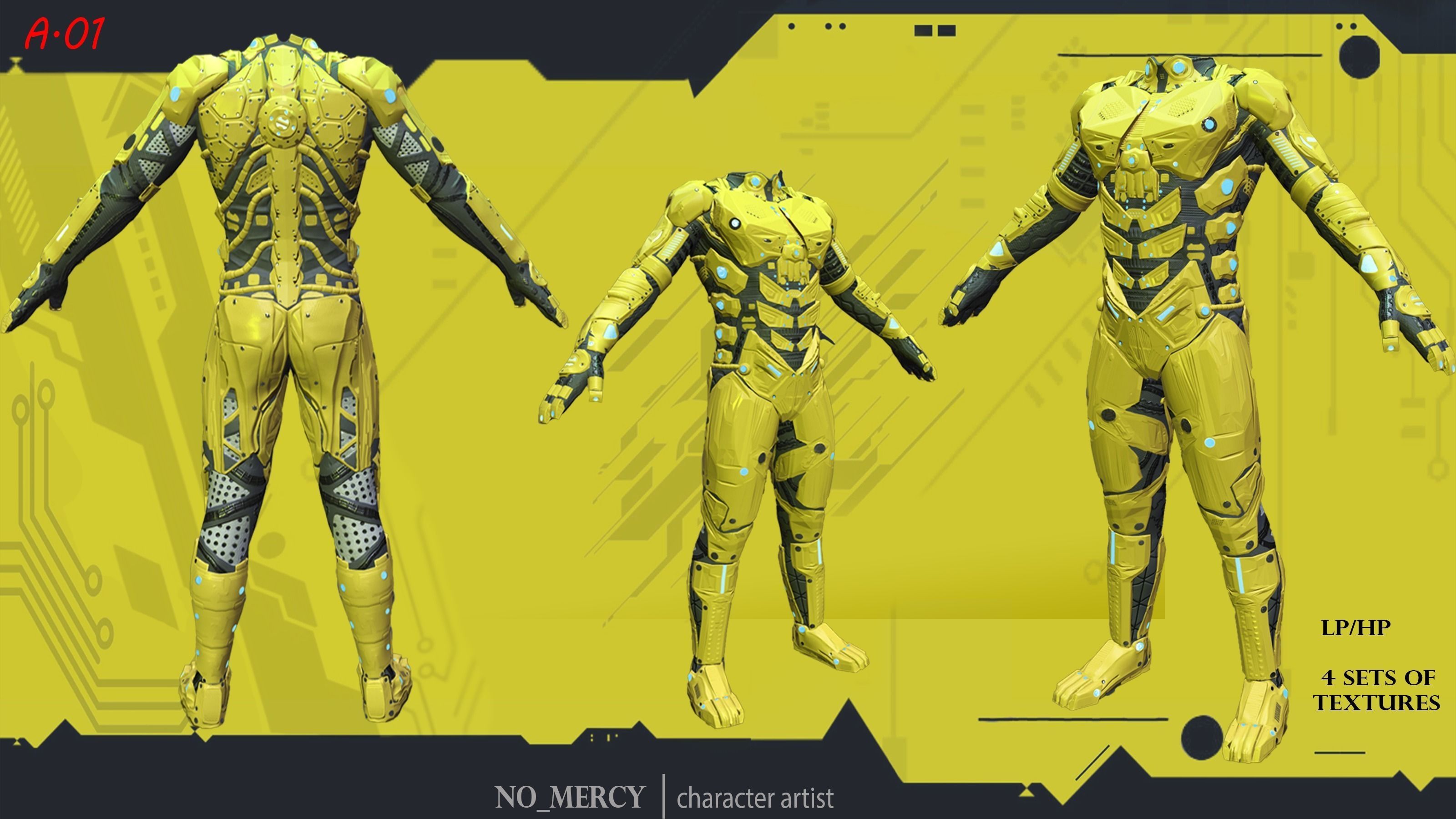 Sci Fi Cyberpunk Male Suit Low-poly 3D model_2