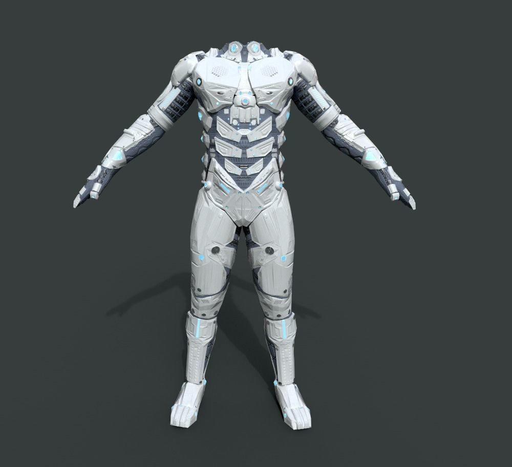 Sci Fi Cyberpunk Male Suit Low-poly 3D model_12