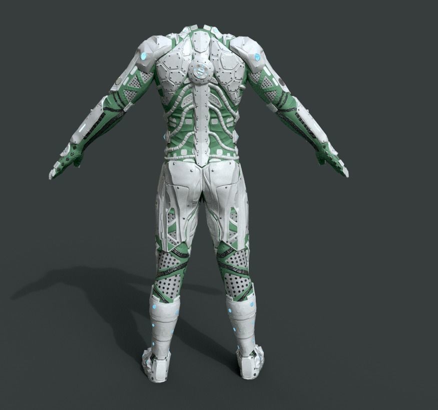 Sci Fi Cyberpunk Male Suit Low-poly 3D model_9