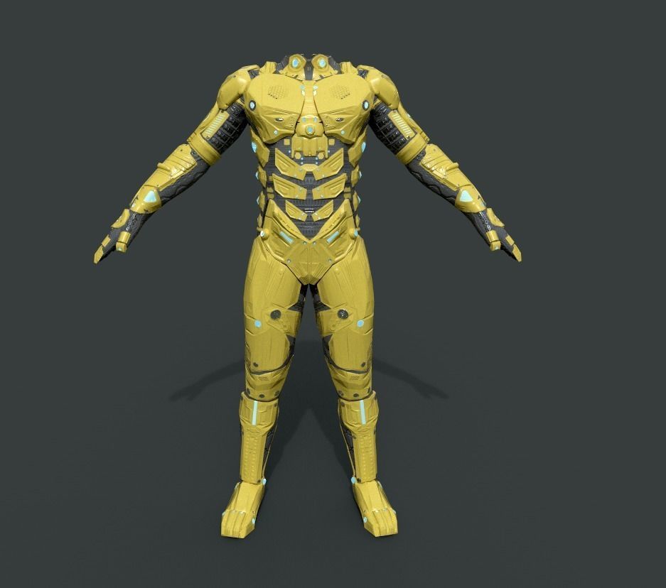 Sci Fi Cyberpunk Male Suit Low-poly 3D model_14