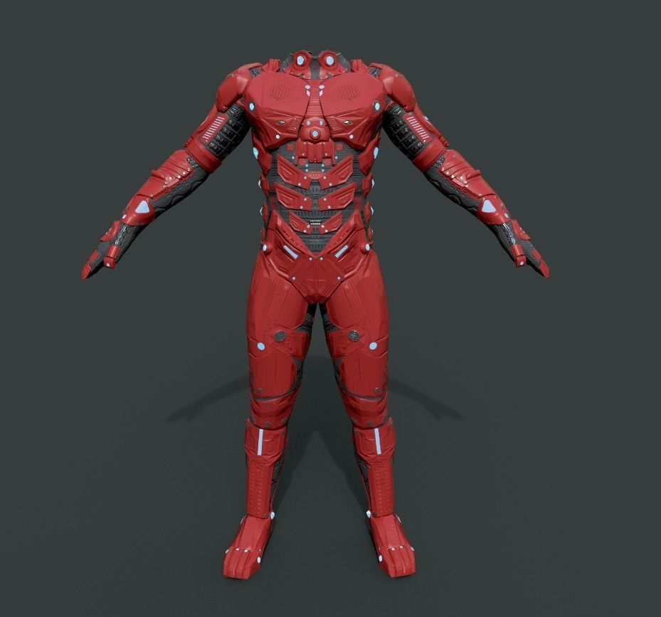Sci Fi Cyberpunk Male Suit Low-poly 3D model_10