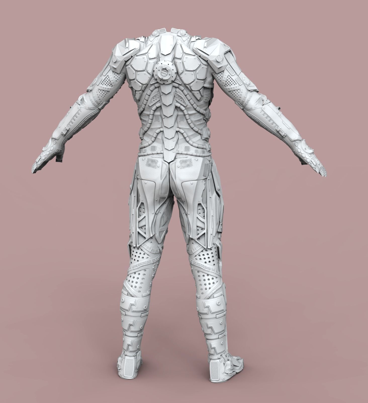 Sci Fi Cyberpunk Male Suit Low-poly 3D model_5