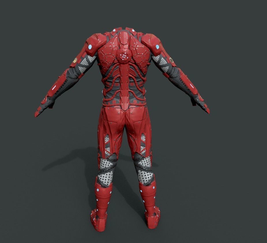 Sci Fi Cyberpunk Male Suit Low-poly 3D model_11