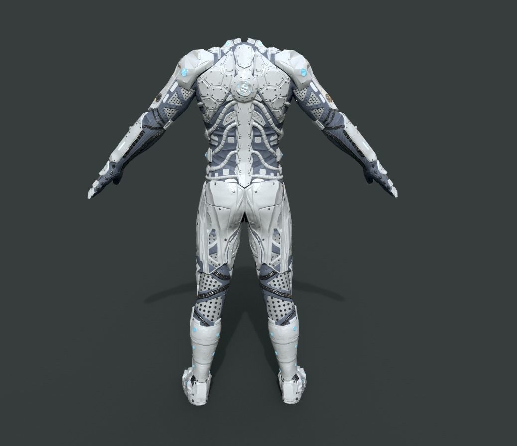 Sci Fi Cyberpunk Male Suit Low-poly 3D model_13