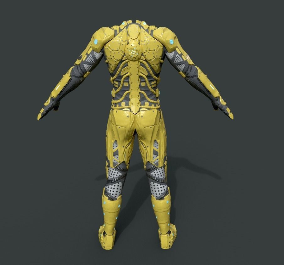 Sci Fi Cyberpunk Male Suit Low-poly 3D model_15