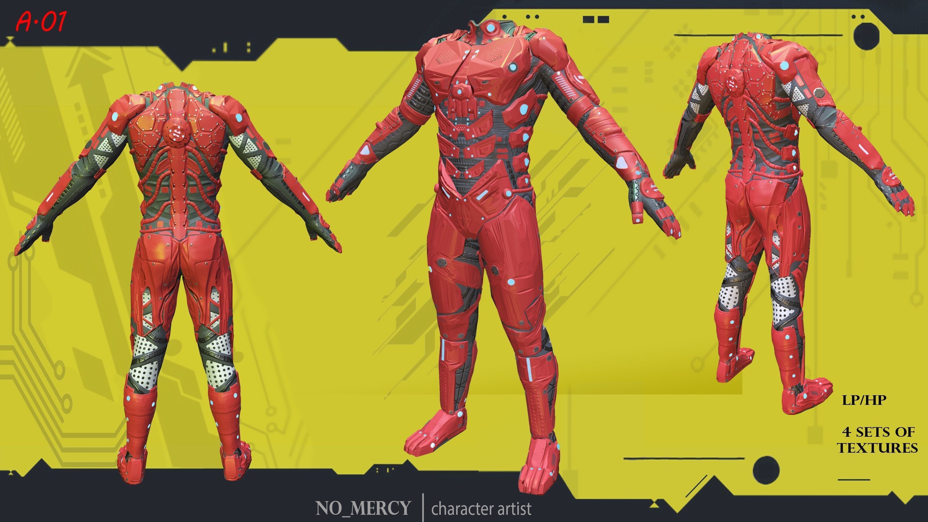 Sci Fi Cyberpunk Male Suit Low-poly 3D model_3