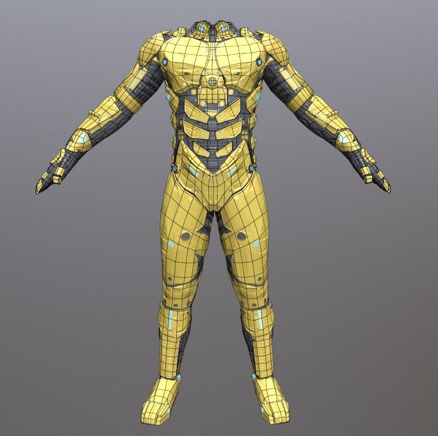 Sci Fi Cyberpunk Male Suit Low-poly 3D model_6