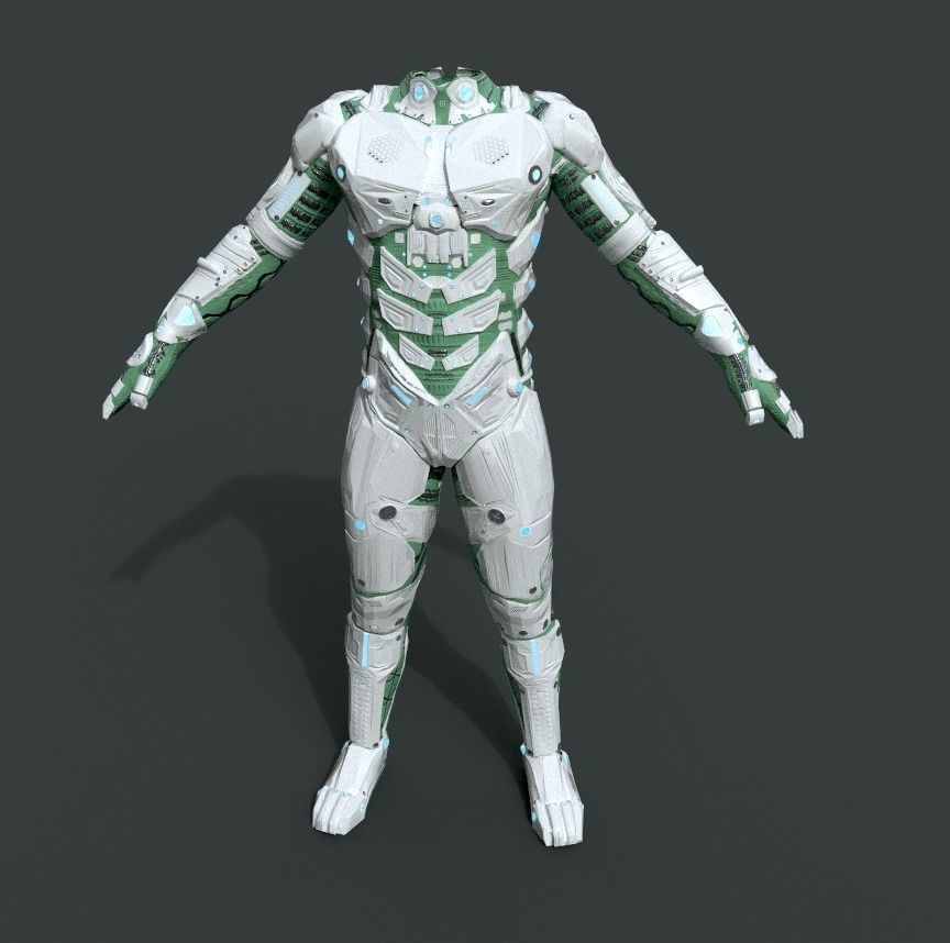 Sci Fi Cyberpunk Male Suit Low-poly 3D model_8