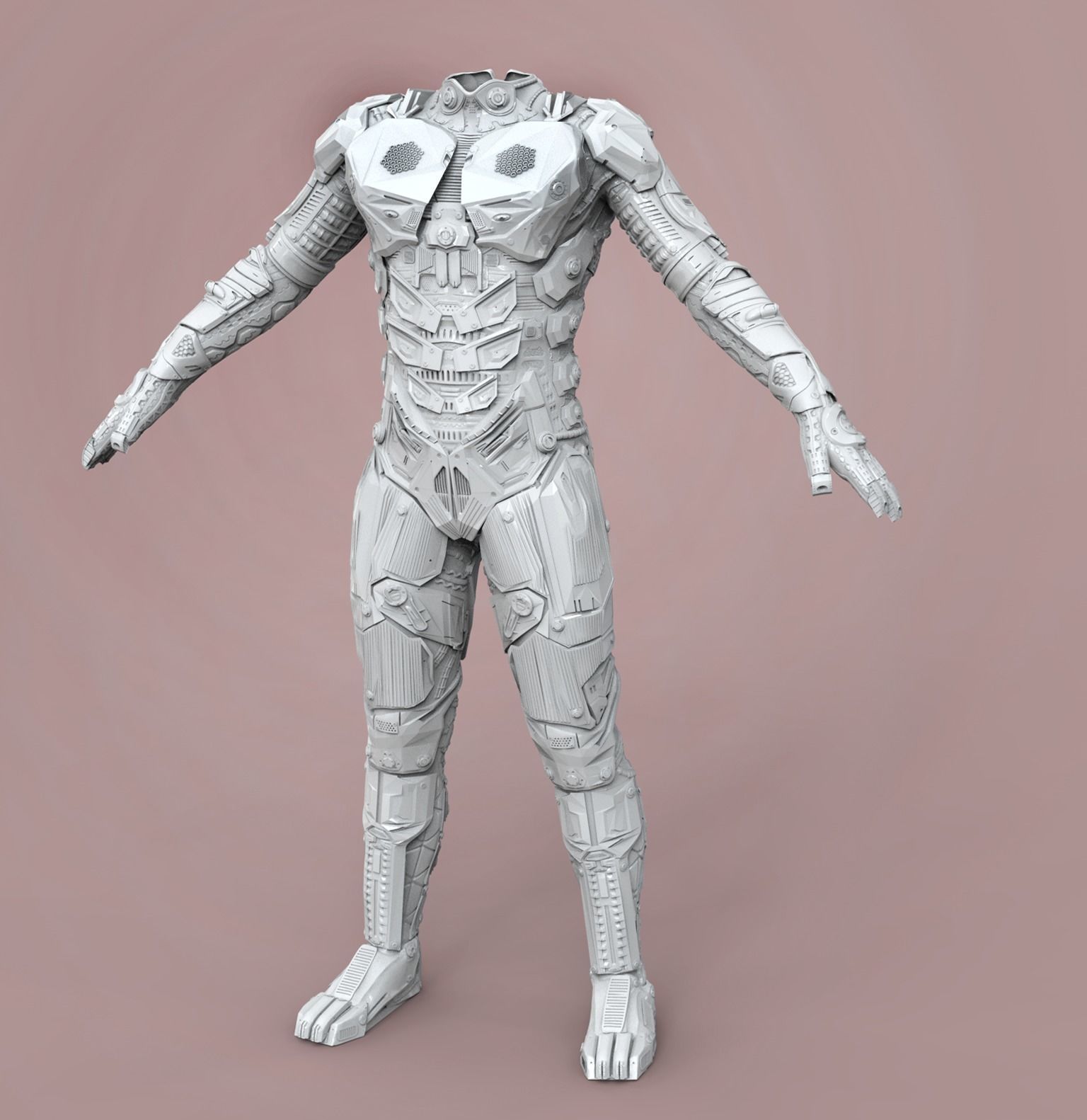Sci Fi Cyberpunk Male Suit Low-poly 3D model_4