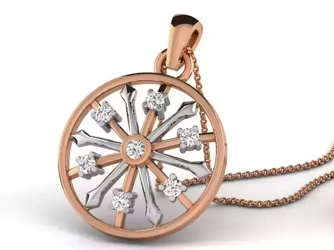 Flower Light wt Diamond Charms Pendant 3dm render Detail