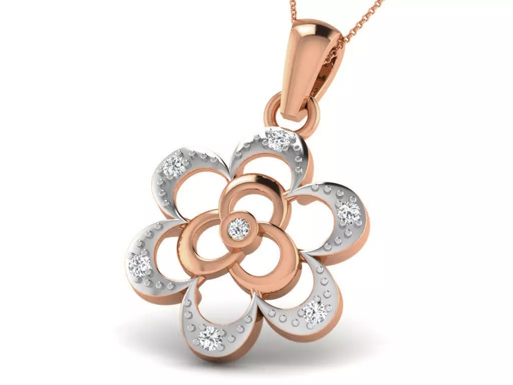 Flower Light wt Diamond Charms Pendant 3dm render Detail 3D print model_0