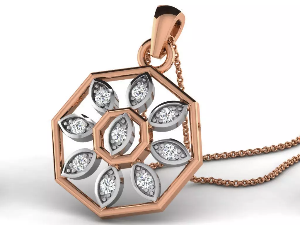 Flower Light wt Diamond Charms Pendant 3dm render Detail 3D print model_0