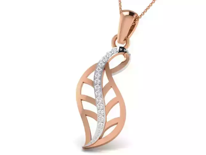 Leaf Light wt Diamond Charms Pendant 3dm render Detail 3D print model