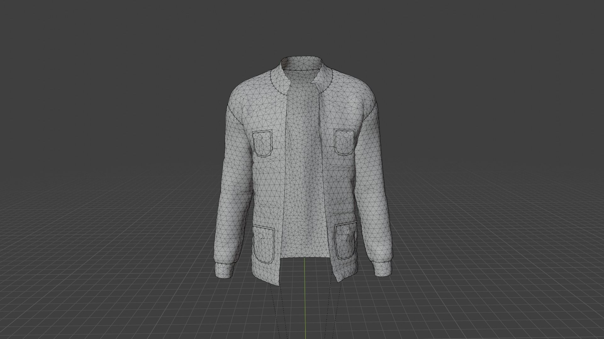 Jacket with pockets Low-poly 3D model_7