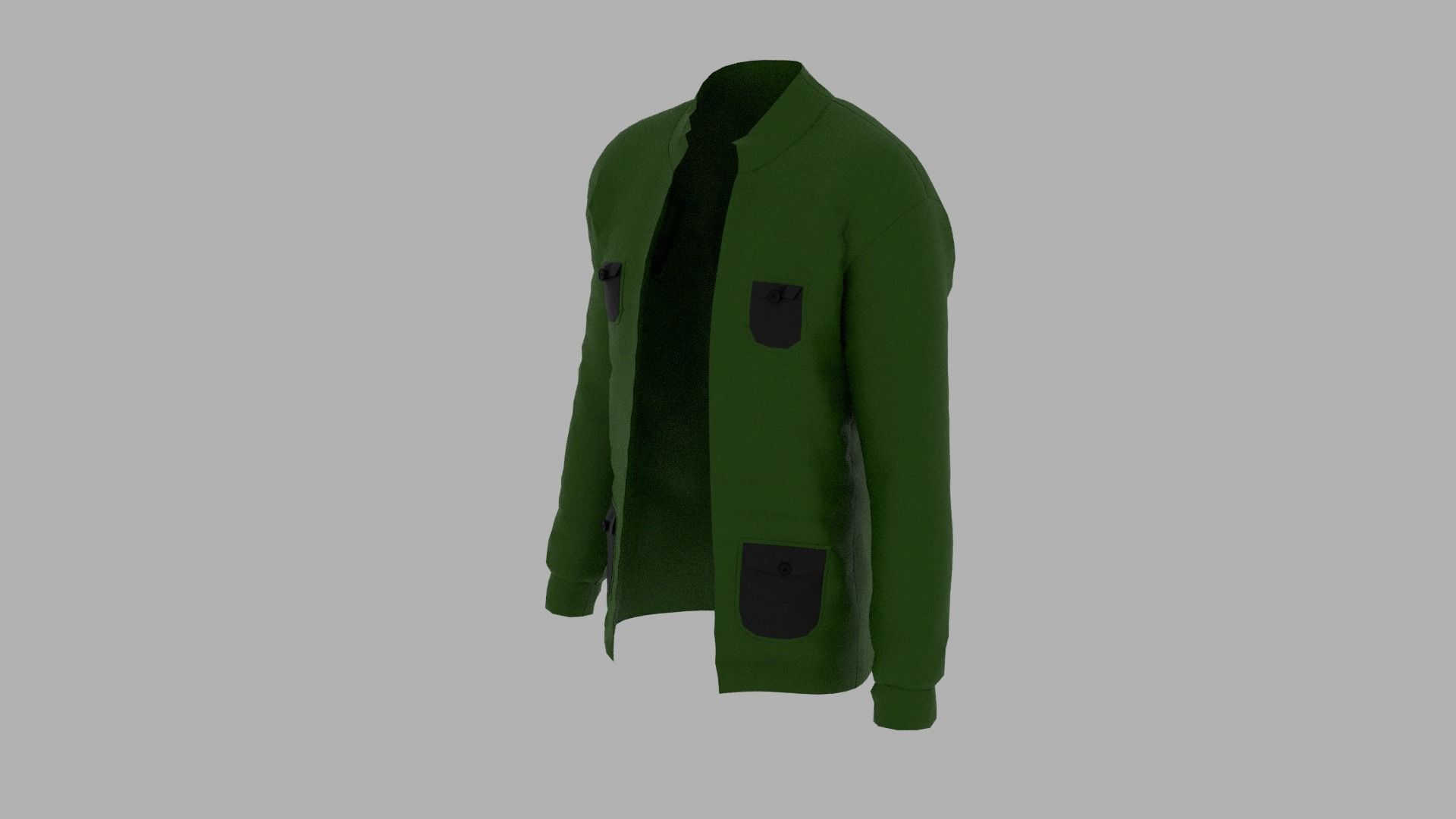 Jacket with pockets Low-poly 3D model_1