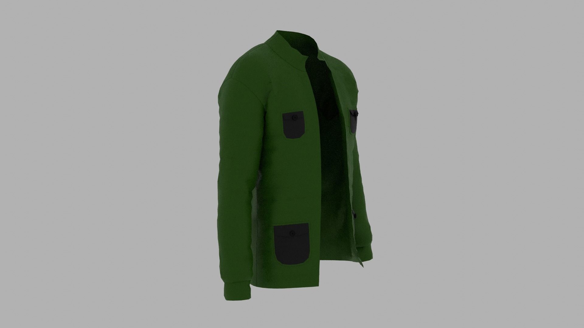 Jacket with pockets Low-poly 3D model_2