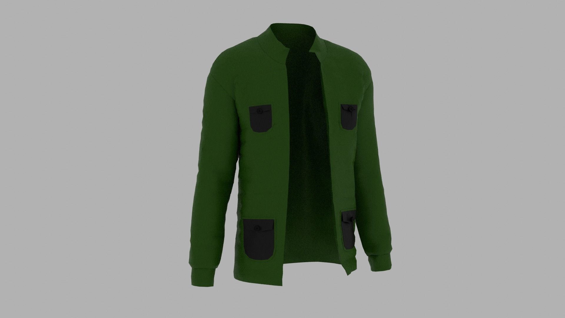 Jacket with pockets Low-poly 3D model_3