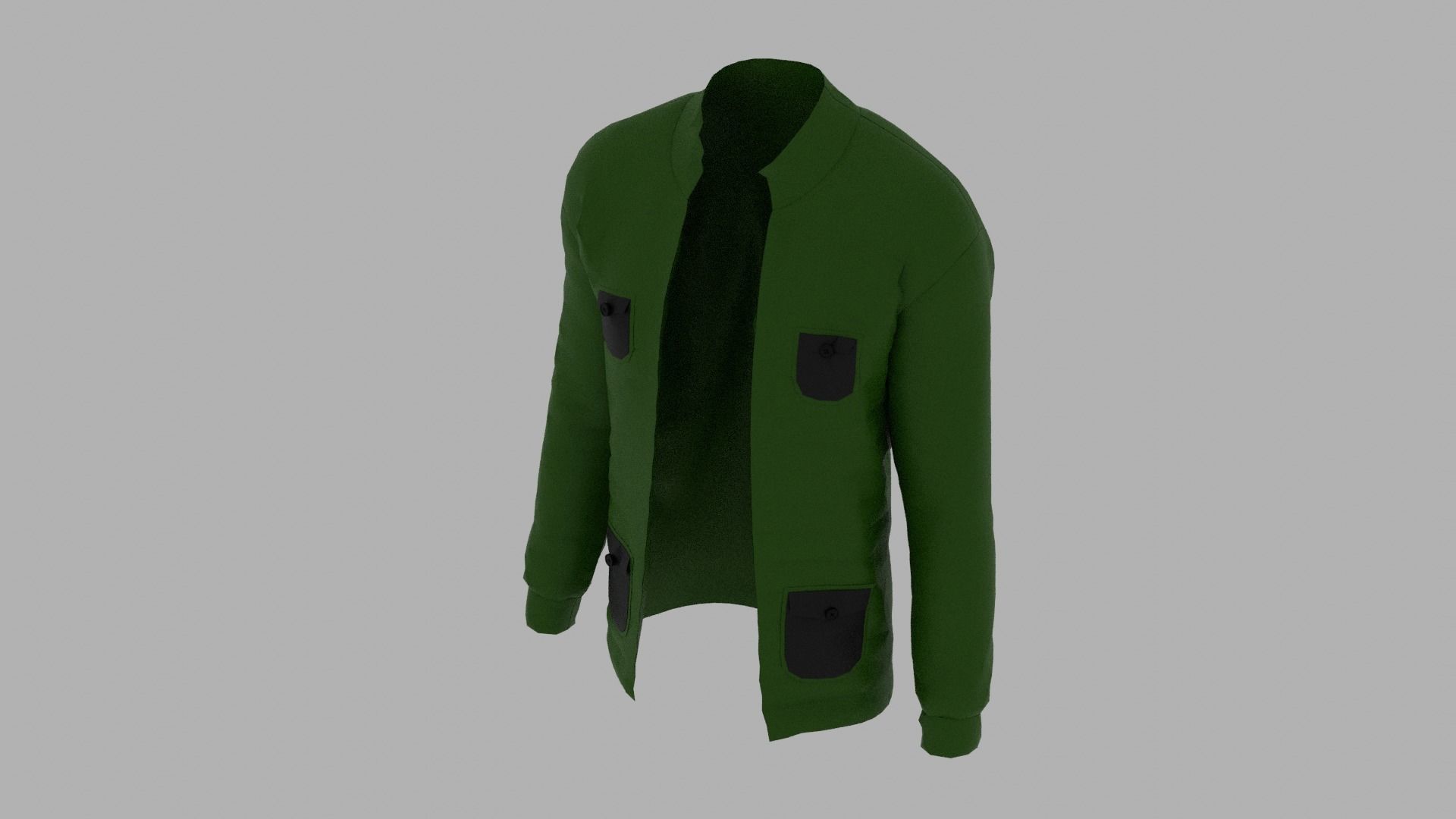Jacket with pockets Low-poly 3D model_4