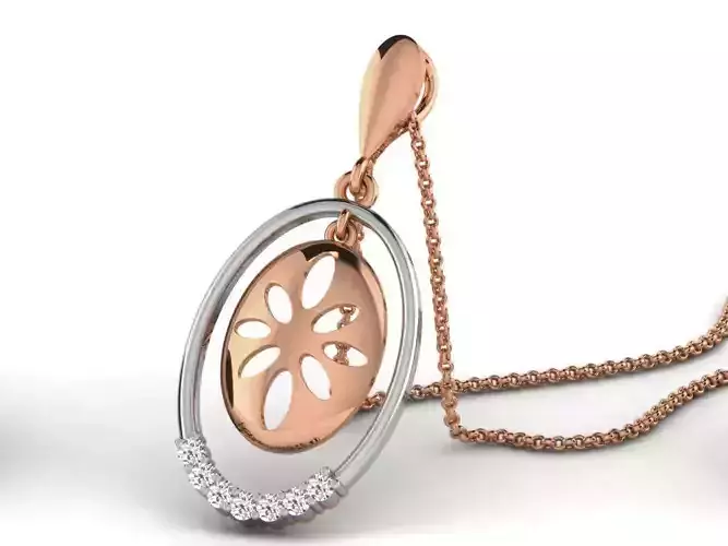 Flower Light wt Diamond Charms Pendant 3dm render Detail