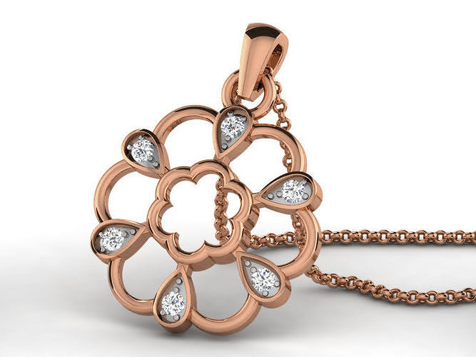 Flower Light wt Diamond Charms Pendant 3dm render Detail 3D print model
