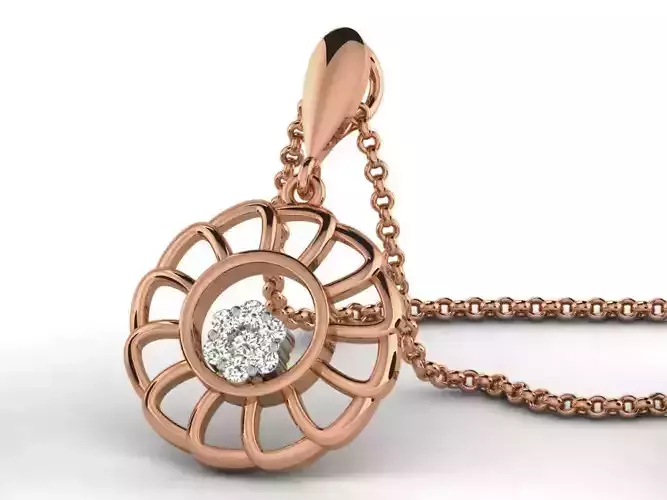 Flower Light wt Diamond Charms Pendant 3dm render Detail