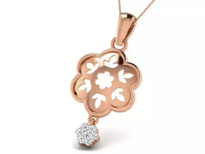 Flower Light wt Diamond Charms Pendant 3dm render Detail