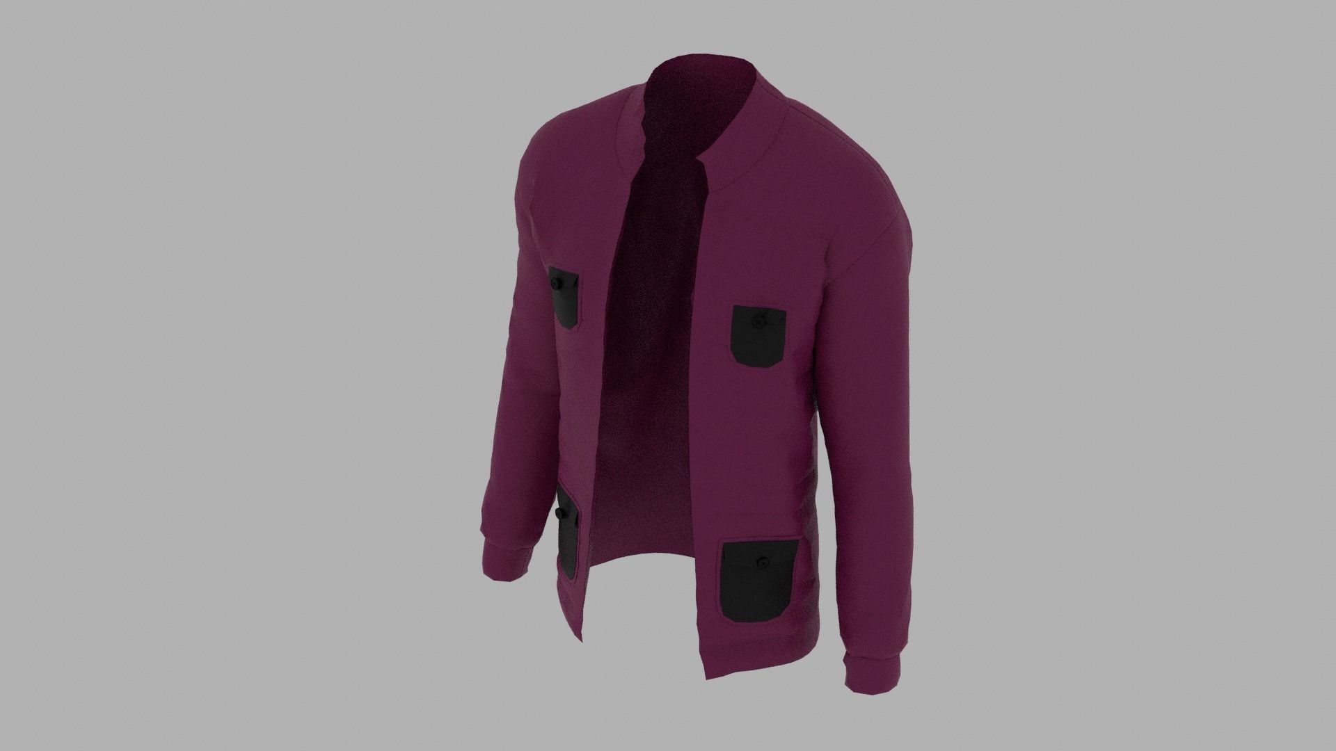 Jacket with pockets Low-poly 3D model_4