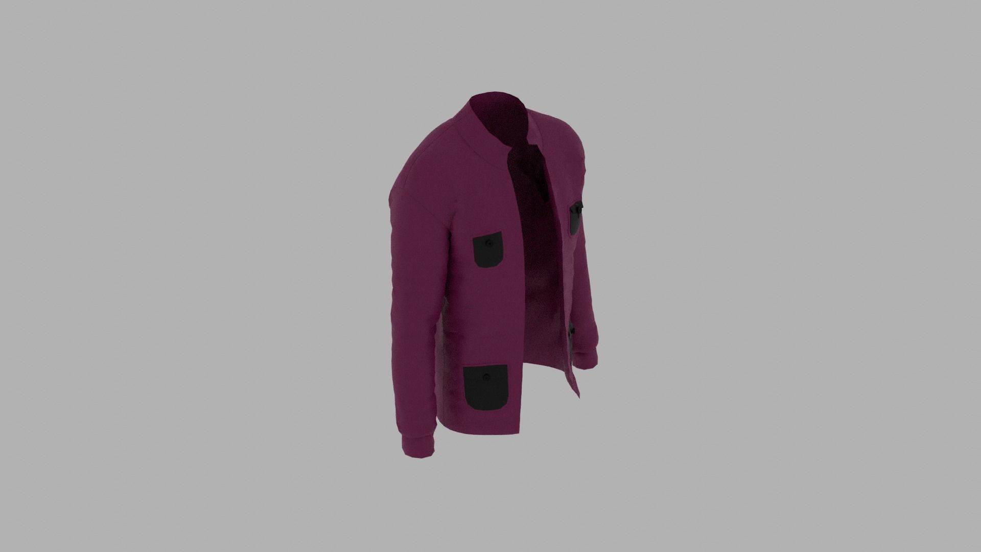 Jacket with pockets Low-poly 3D model_5