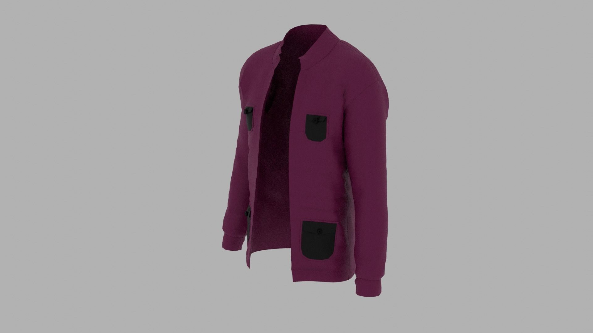 Jacket with pockets Low-poly 3D model_1