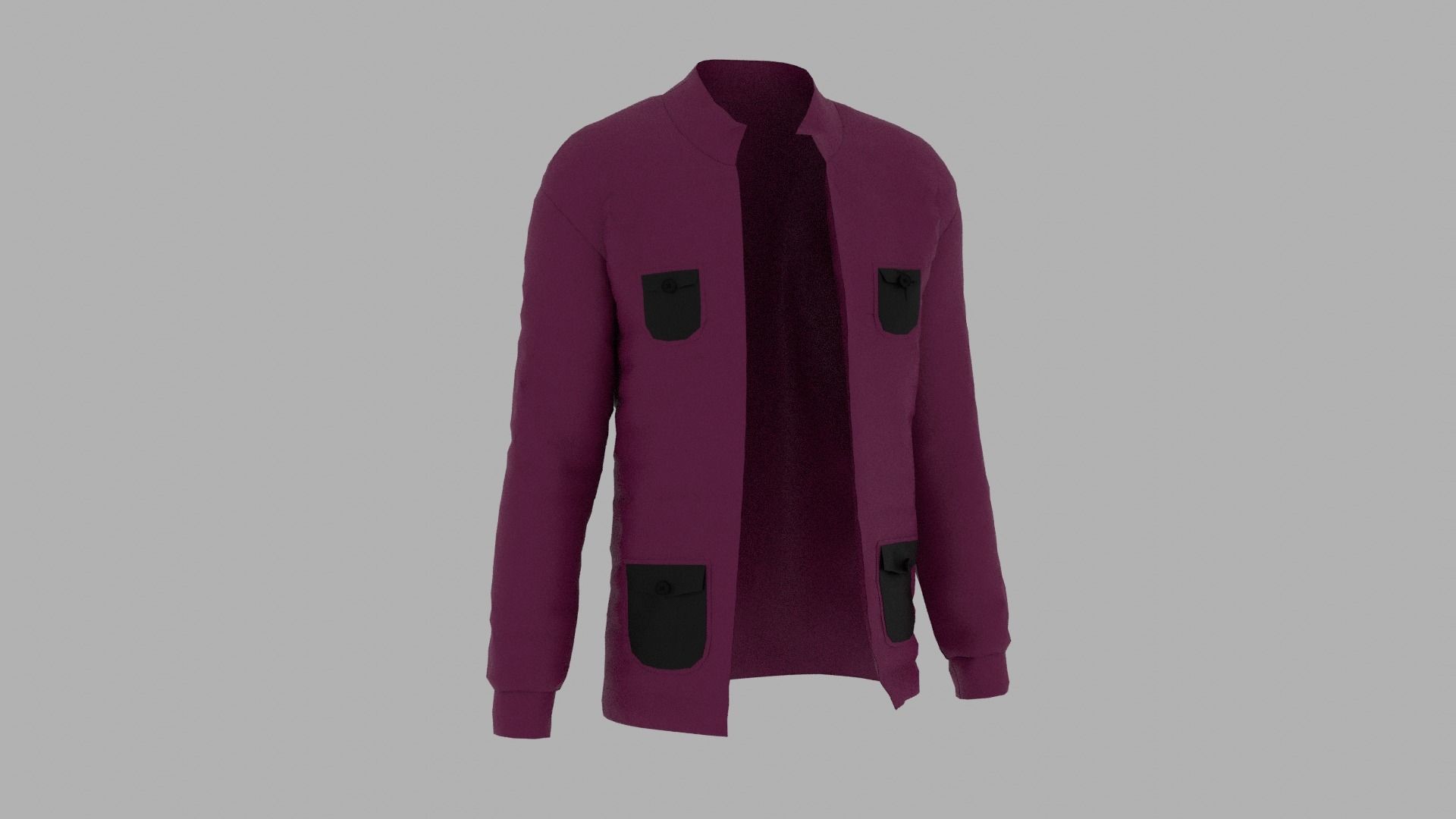 Jacket with pockets Low-poly 3D model_3